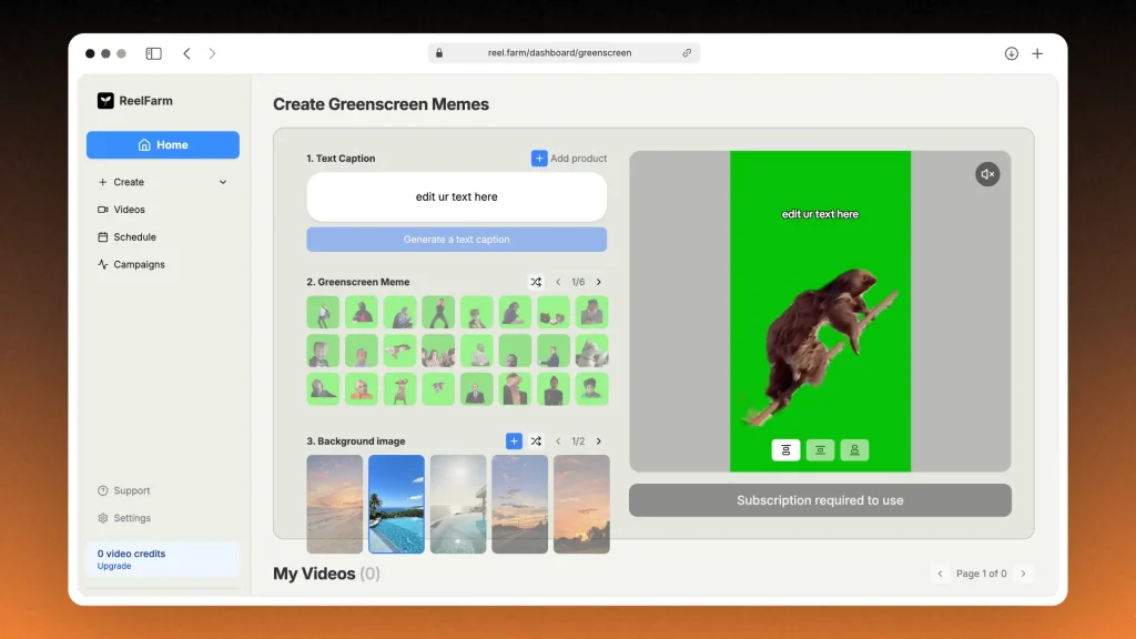 Creating a green screen meme in Reel.Farm